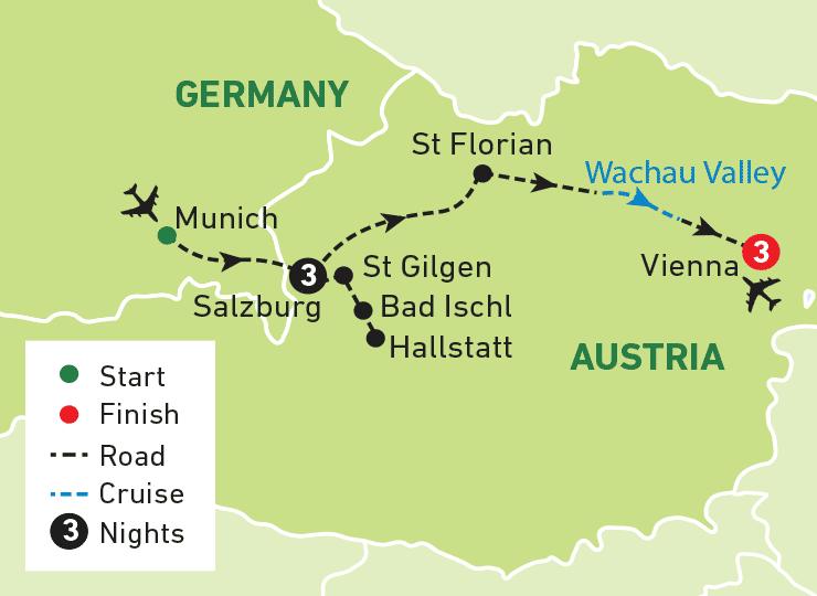 Itinerary Day 1 - Salzburg We will meet you at Munich airport and transfer you to your hotel in Salzburg. Get to know your travelling companions over a drink this evening.