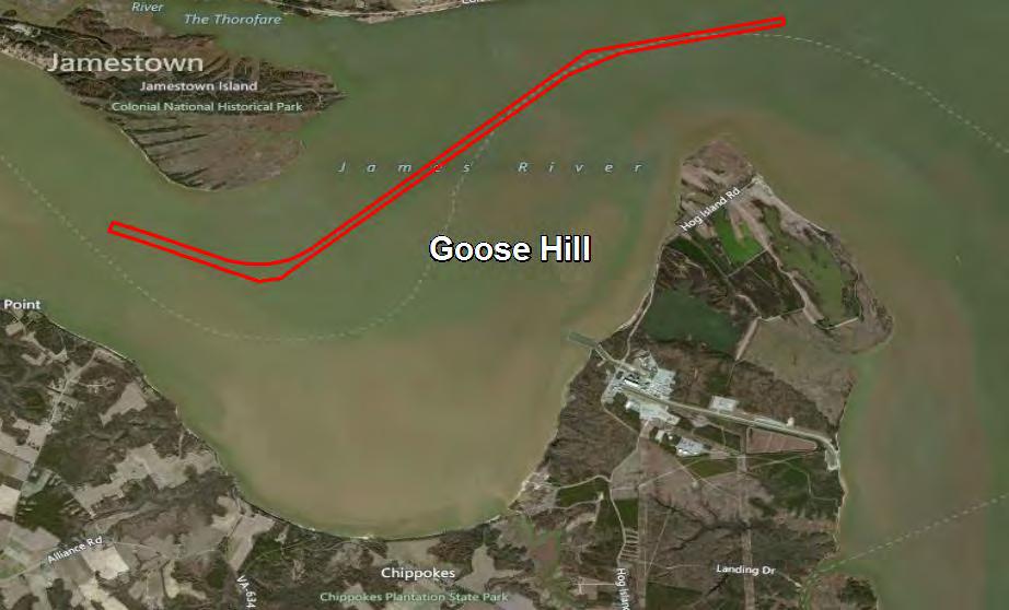 James River, Goose Hill Maintenance Dredging 250K CY Primarily Silts and Clays Overboard Pipeline
