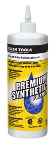 Wire and Cable Pulling Lubricant One-Quart Premium Synthetic Clear Lubricant Klein's Premium Synthetic Clear Lubricant is designed for use primarily in finished workspaces (i.e. around painted walls and carpeted floors).