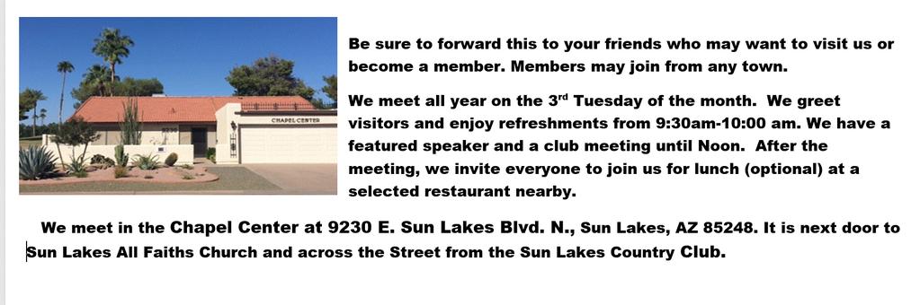 Do You have a question or suggestions for your board and committee chairs? Starla Kramer President and Newsletter StarlaKramer@gmail.