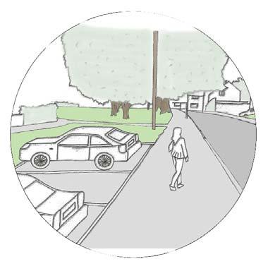 perpendicular parking bays to remove vehicles from road to free up road width Option ii Artist s