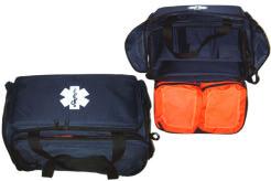 Trauma Bag Tough Construction Large net pockets in the lid Space for a D size oxygen cylinder Adjustable interior 3 large exterior padded pockets Carry