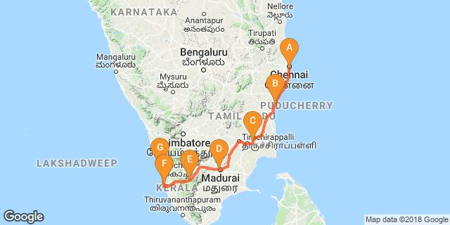 Thanjavur - Madurai - Thekkady - Alappuzha