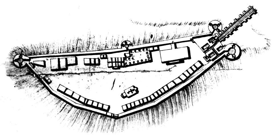 Fig. 2. A general view of the fortress Koporye. In the central part of the fortress yard is the Preobrajensky Cathedral, built in the XVI century.