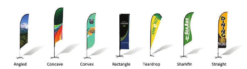 Blade & Teardrop Banners Rotating Shapes in Motion that Capture Attention - 7 to 14 tall. - Ground Stake included. - Hard surface stand available.