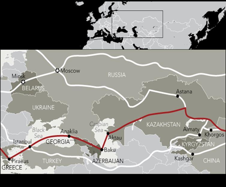 Greece part of the Silk Road s connectivity concept Kazakhstan-to-Greece route THE CAUCASUS ROUTE China s COSCO