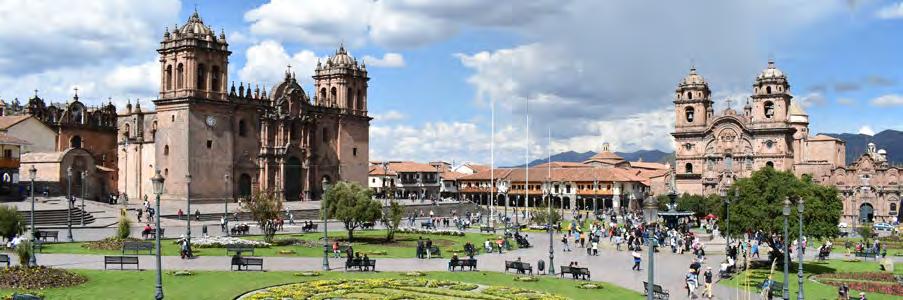 Cusco - Plaza de Armas TRAIN ALTERNATIVE (AUGUST 19-22) MONDAY, AUGUST 19: Sacred Valley Spend the morning touring the Amaru community and fully immerse yourself in the heart of Andean culture.