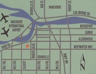 FROM US BORDER: Take Hwy 99 North through the Deas Tunnel, take the 2nd Exit for Westminster Hwy. Go west on Westminster Hwy about 4 kms, the hotel is located one block west of No.