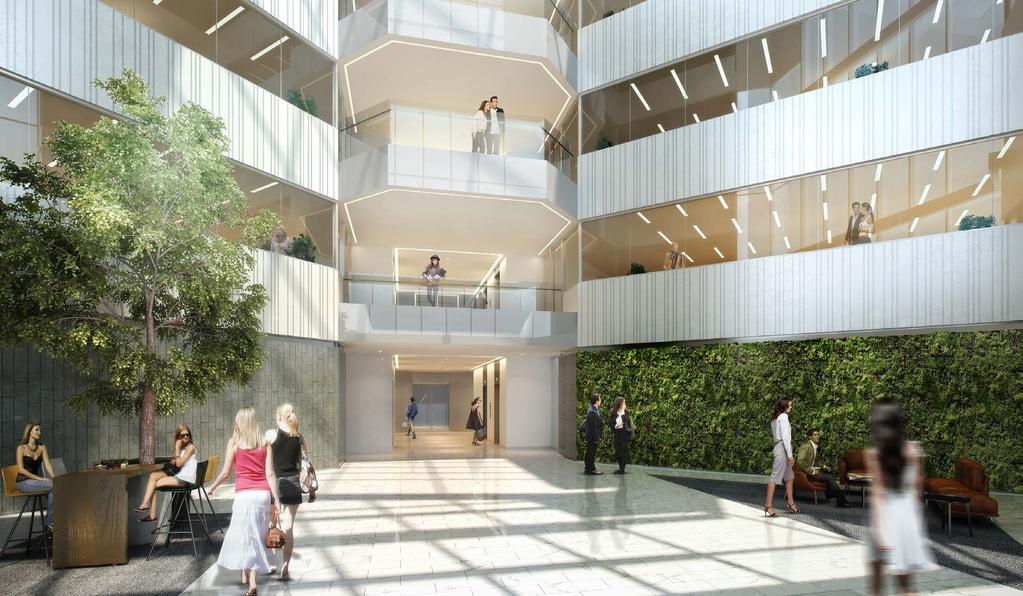 GO INSPIRE Brand new full building atriums that bring the outside in Lush green wall Welcoming lounge seating