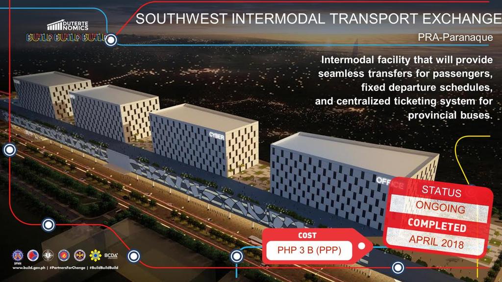 SOUTHWEST INTERMODAL TRANSPORT EXCHANGE RA-Paranaque Intermodal facility that will provide seamless transfers