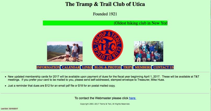 making that trek ISTORY CORNER As we bid farewell to our first website, we would like to thank our members, especially Bill Wilson and Donna Wester, who had the foresight and worked to give our club