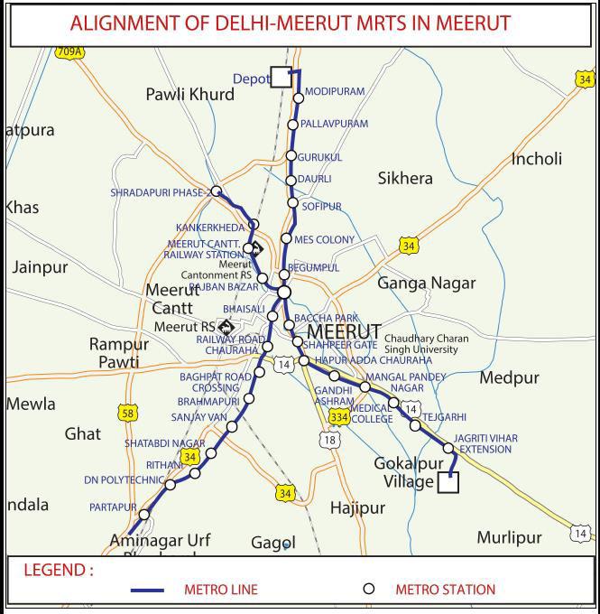 Meerut Metro Meerut Metro Corridor Two Metro corridors (Corridor-1 : Partapur to Modipuram and Corridor- 2 Shradhapuri Phase 2 to Jagriti Vihar Extension) are proposed in Meerut.