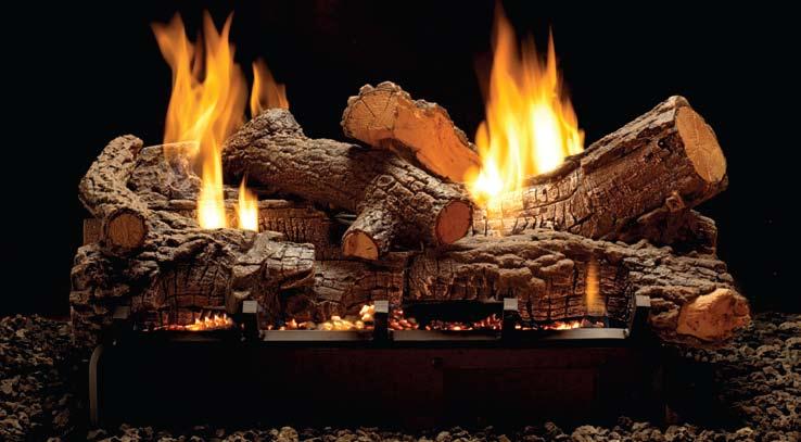 Slope Glaze Vista Burner and Rock Creek Log Set Rugged looking refractory logs give the Rock Creek Log Set a rustic look on a grand scale.