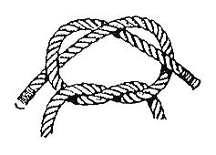 KNOTS AND LASHES (THE HAMMERS AND NAILS OF SURVIVAL.) ABOVE: A Granny Knot often tied mistakenly when attempting to tie a square knot. Note: This is a very weak knot and should be discouraged.