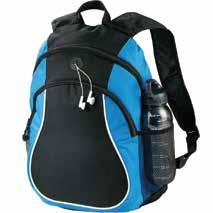 Features zippered front pocket and padded/adjustable shoulder straps. Earphone and sports bottle not included.