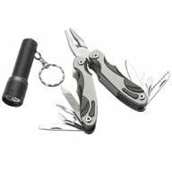 1036 - Multi-tool and Torch Set This 9 function multi-tool and torch keyring set is perfect to keep handy for everyday use.