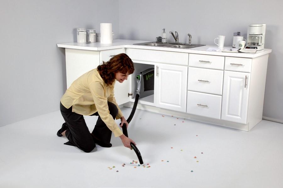 The slimline case can easily be installed in kitchen units and cupboards etc and turns any central vacuum system into a