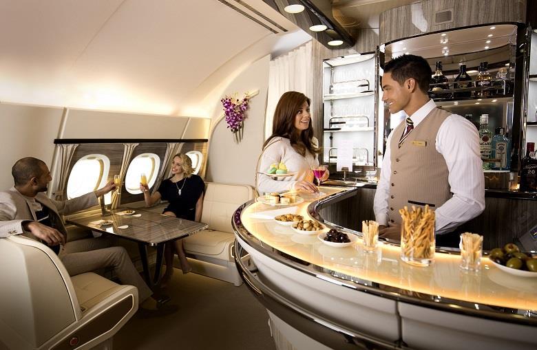 The Emirates A380 on board lounge, manufactured by AIM Altitude High resolution image