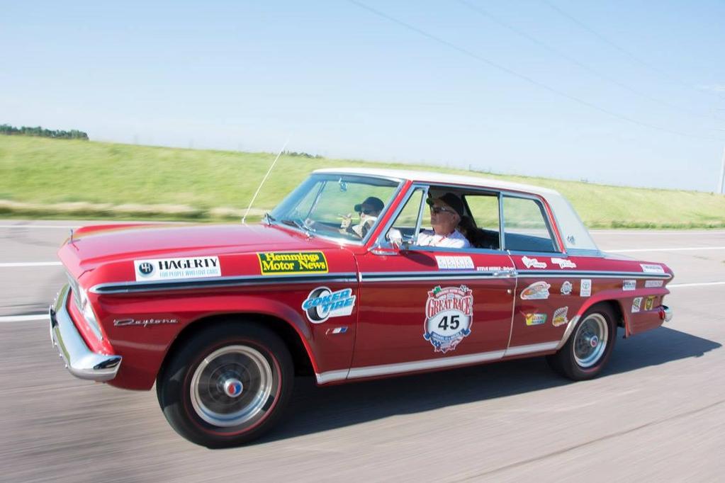 O. Justad 6302 164 Ave SE Bellevue WA 98006 The Washington Steve Hedke, veteran race driver from Southern California, is foregoing the Great Race this year to drive his 1964 Studebaker Daytona