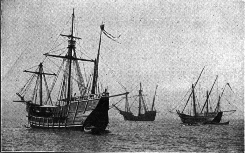 The Spanish monarchs gave Columbus three ships. Christopher Columbus departed Spain on August 3, 1492 in three ships. The large carrack, the Santa Maria is on the left.
