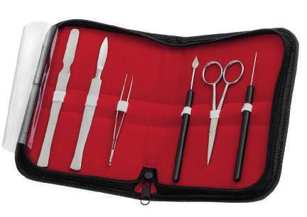 Dissecting / Microscopic dissecting sets / Sets MICROSCOPIC DISSECTING SET 6 parts filled, in leatherette zipper pocket Content 1 section lifter, 160 mm, width 10 mm 80.067.