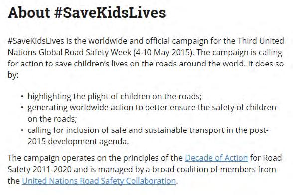 The theme for this year s campaign, #SaveKidsLives, calls on the general public to sign the Child