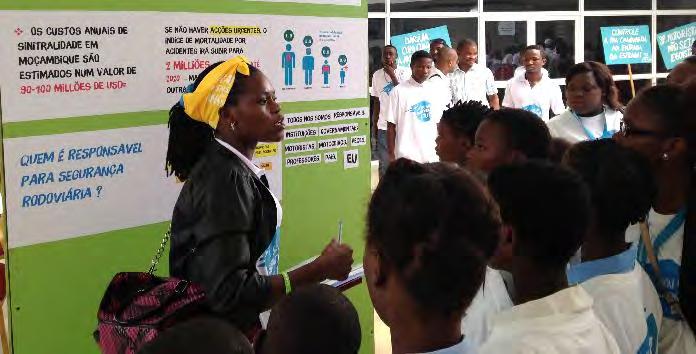 Tips and advice on how to be safe on the roads A large-scale map of Pemba highlighting key road risk zones Photo wall collage showcasing the Supatxenja Campaign Space for participants to write their