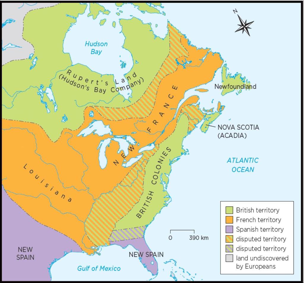 How North America looked after the Treaty of Utrecht, 1713. After 1713, the French lost a lot of important land to the British.