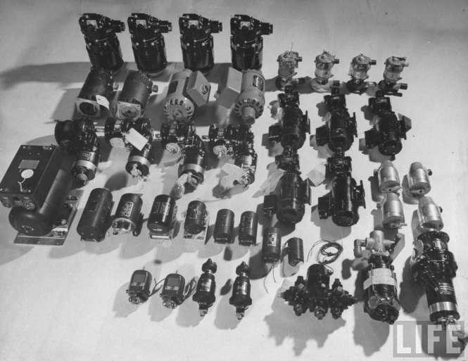 View of the 42 electric motors used to operate the functions in one B-17