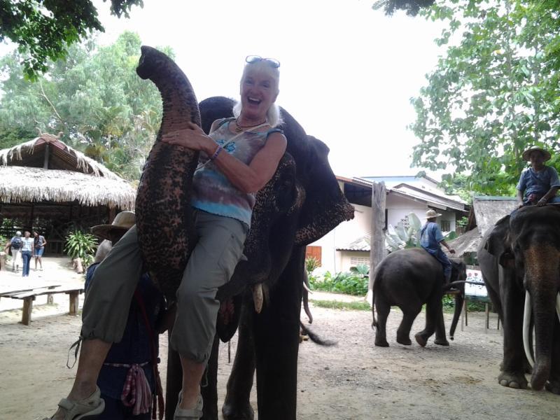 Michelle Kemps rides an elephant on her latest trip! Do you like our newsletter? Just email me at eagleswingsj@yahoo.com.