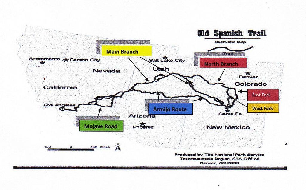 THE OLD SPANISH TRAIL By Suzanne Colville Off The Old Spanish Trail was used from 1829 to 1848, as an official trade route between Santa Fe, New Mexico, and Los Angeles, California.
