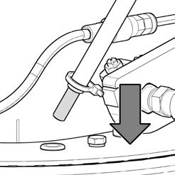 Retirar la cadena tirante del grifo del tanque solución () del gancho que se encuentra en la manilla de mando del grifo (9) (Fig.). 5. Desenroscando la manivela de cierre (0) (Fig.