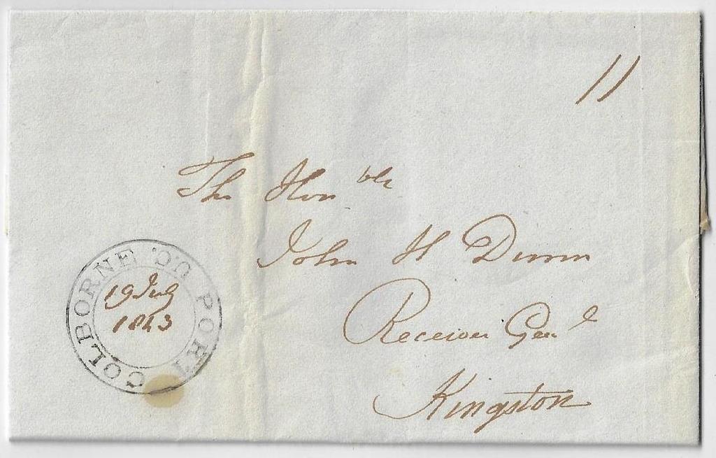 Item 325-38 Port Colborne UC double circle 1843, stampless folded