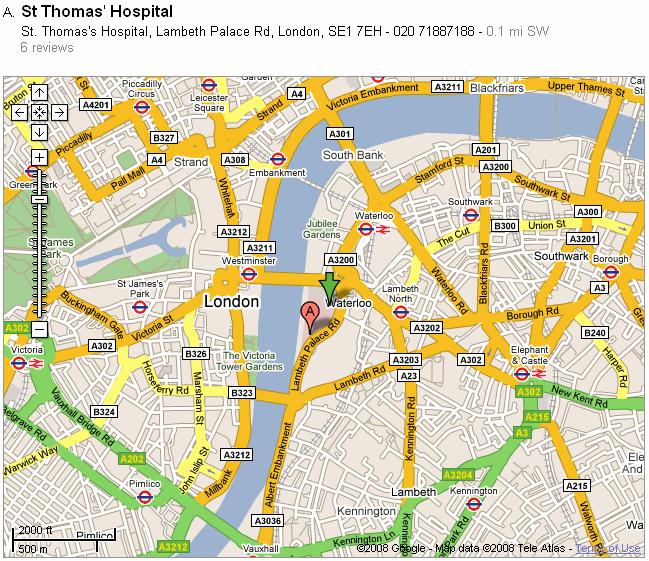 Local Area Map Accommodation There are many accommodation options in the London area. All London hotels have good links to public transport and to the St Thomas Hospital site.