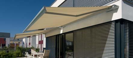 be installed on walls, ceilings and rafters LED lighting (separate spotlights) integrated into the awning s cassette Design 47 standard frame colours Over 150 other RAL colours 9 trend colours Other
