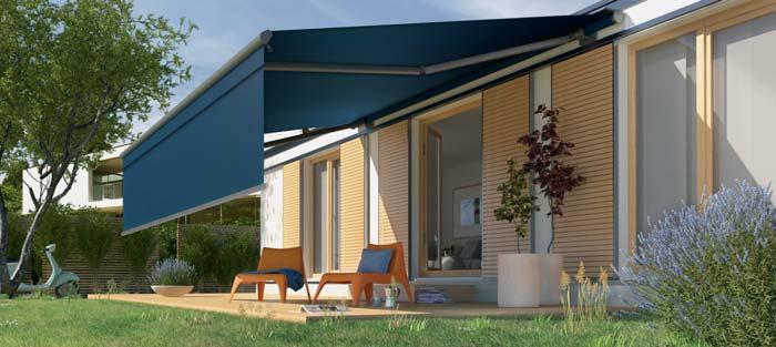 weinor Livona option Valance Plus Valance Plus more privacy thanks to optional vertical protection against the sun and prying eyes The motorised or crank-operated vertical awning fits elegantly into