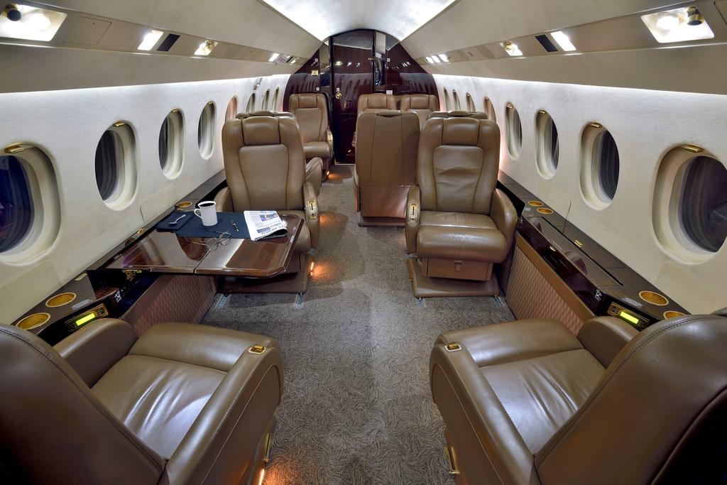 INTERIOR Forward Cabin INTERIOR DESCRIPTION (Original Interior by Dassault Falcon Jet - Little Rock, AR) This beautiful 10 passenger executive interior features a