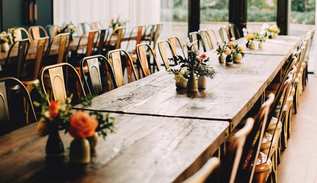 w REHEARSAL DINNERS Gather in the event space with your closest friends and family to toast your