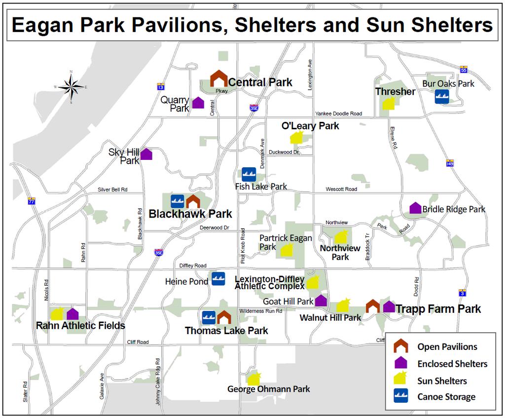 O'Leary Park, 3501 Lexington Avenue This sun shelter is available for the public to use on a casual, first-come basis and can accommodate approximately 15-25 people.