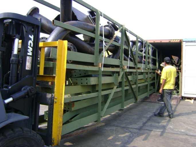 Crude Palm Oil Mill Equipment to Colombia April to December 2011. Building structures in Jumbo Pack for easy stuffing into container.