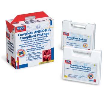 227-CP 25 person package w/cpr face shield includes: CPR one-way valve face shield, latex free 223-AN 25 Person bulk ANSI/ISEA kit 216-O Bloodborne Pathogen/Personal Protection kit w/6-piece CPR pack