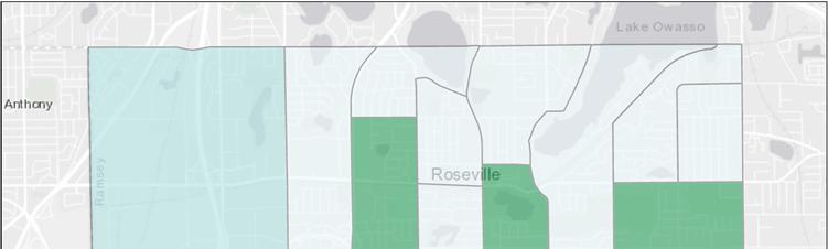The geographic distribution of poverty in Roseville is shown in MAP 3 5 below, expressed as the percentage of households living at or below the poverty level.