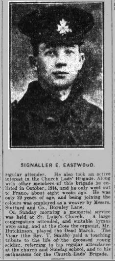 Edwin Eastwood, Grave C2 69, killed in action 4 Jan 1916 aged 22 (Grave 12 on Plan) Rifleman Edwin Eastwood of the A Company 16 th Battalion of the King s Royal