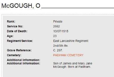 Owen McGough, Grave C297;