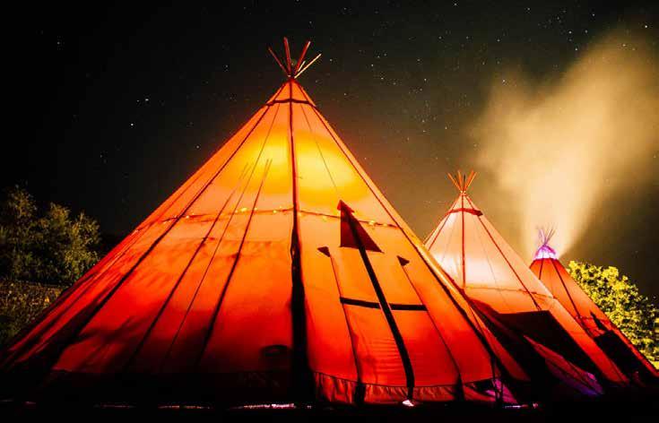 Lighting: LED Lighting Change the colour and brightness in each tipi with