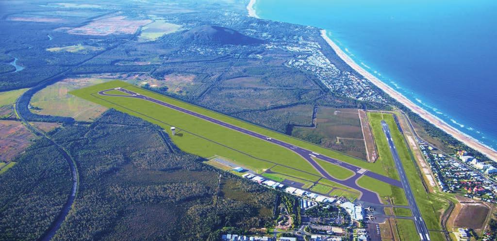 AIRPORT EXPANSION PROJECT The length, width and orientation of the existing Sunshine Coast Airport runway were recognised as limiting future growth in passenger numbers, destinations and freight