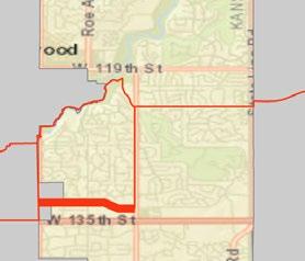 of West 133rd Street throughout this segment Shared responsibility with Overland Park west of Briar Street RELATIOSHIP TO THE HISTORIC ROUTE: This segment crosses the historic