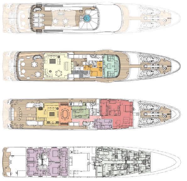 specification deck plans MAIN SALOON JACUZZI GALLEY WHEEL HOUSE ENTRANCE LOBBY CAPTAIN S CABIN TYPE Twin Screw Diesel Displacement Yacht ROLL CONTROL Naiad 820L stabilizers MASTER STATEROOM GUEST