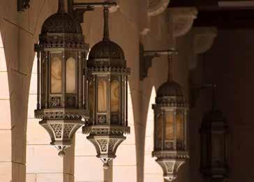 Itinerary in Detail Lanterns at Sultan Qaboos Mosque, Oman Afternoon dhow cruise group tour shared excursion Setting off from the pier side in a traditional dhow, you get to view the souqs and forts