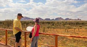 Tjuta Enjoy a panoramic view of the southern side of Kata Tjuta from the Dune Viewing platform.